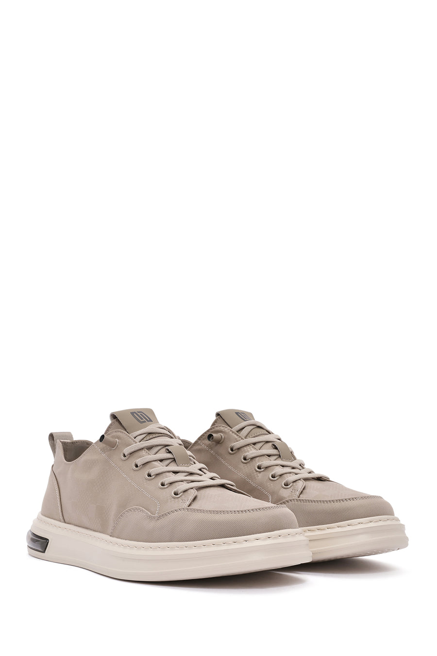 Male Beige Lace-Up Patterned Fabric Sneaker