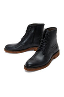 Men's Black Leather Zippered Casual Boots | Derimod