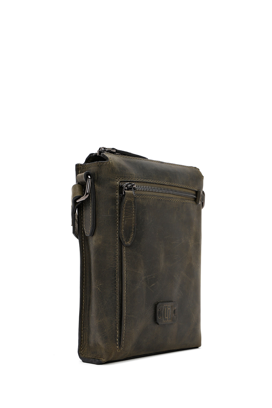Men's Khaki Leather Messenger Bag