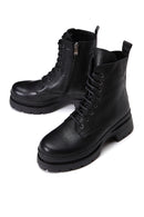 Women's Black Leather Zipper Boots | Derimod