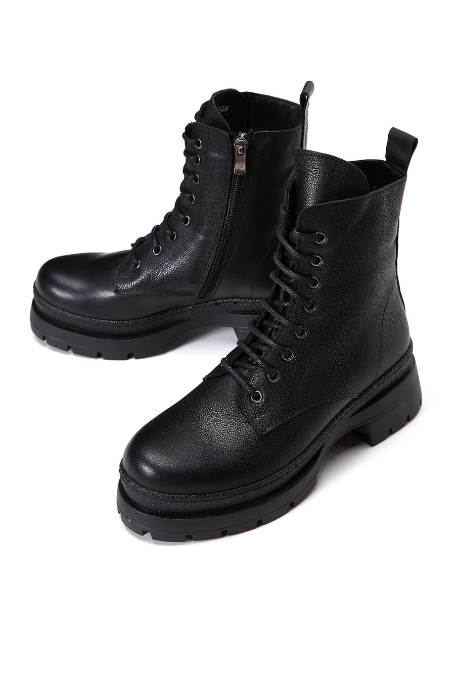 Women's Black Leather Zipper Boots