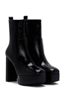 Women's Black Platform Thick Heeled Patent Leather Boots | Derimod