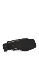 Kadın Siyah Bilekten Tokalı Kalın Topuklu Kumaş Sandalet | Derimod