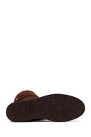 Woman Brown Buckle-Detail Suede Boots | Derimod