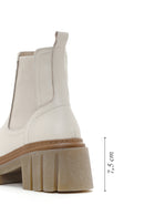 Women's Beige Leather Thick Soled Casual Chelsea Boots | Derimod