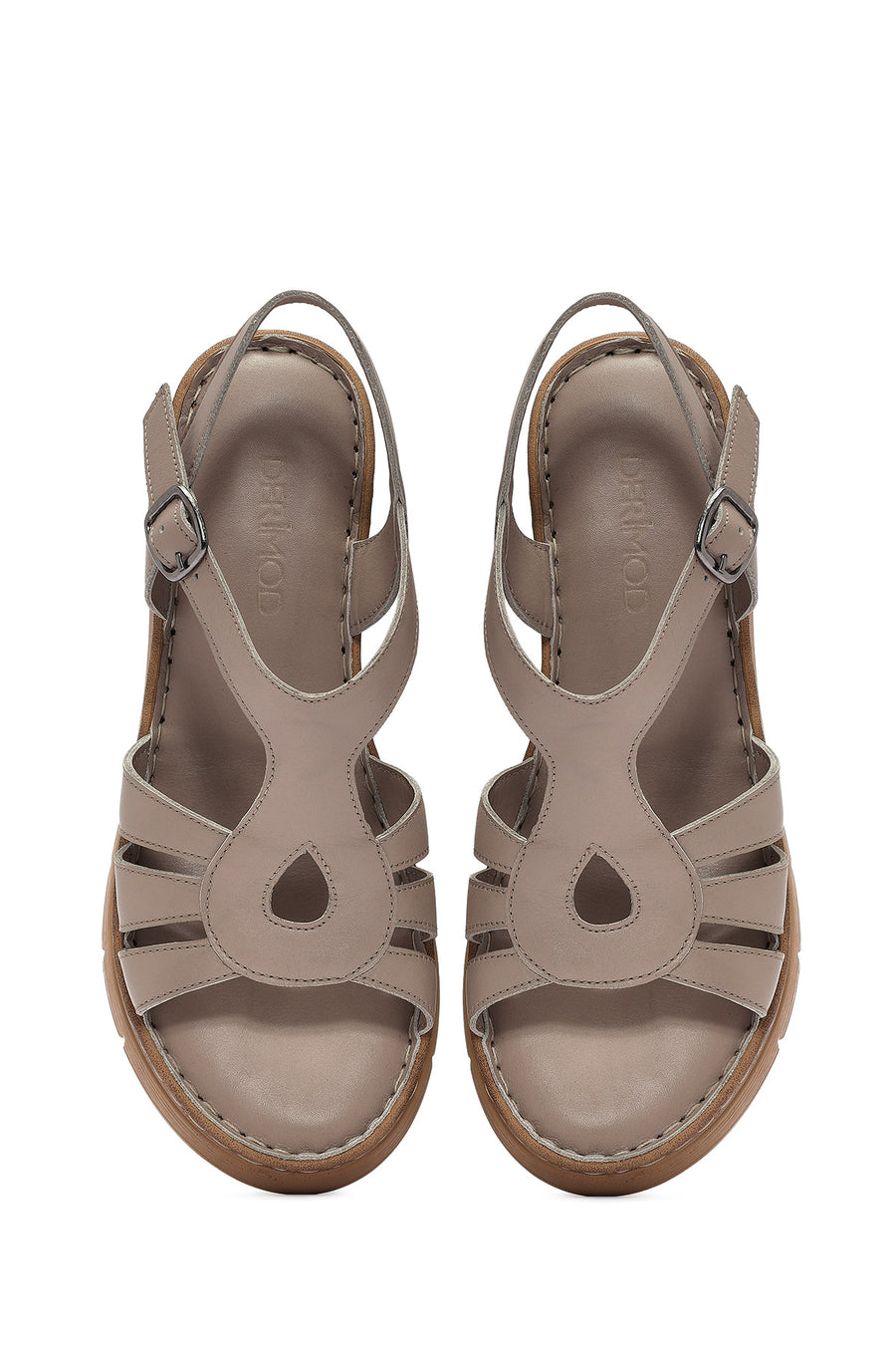 Women's Mink Ankle Strap Wedge Heel Leather Comfort Sandals