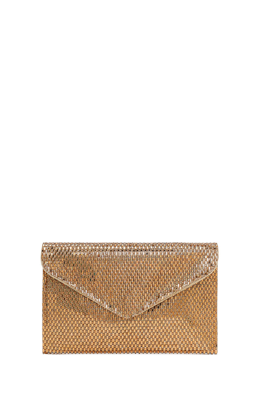 Woman Gold Chain Strap Embellished Evening Bag