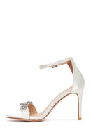 Women's White Stone Heeled Sandals | Derimod