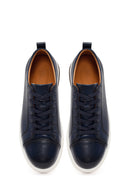 Erkek Lacivert Bağcıklı Deri Sneaker | Derimod