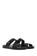 Men's Black Nubuck Leather Casual Slippers | Derimod