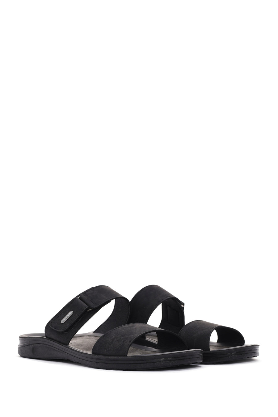 Men's Black Nubuck Leather Casual Slippers