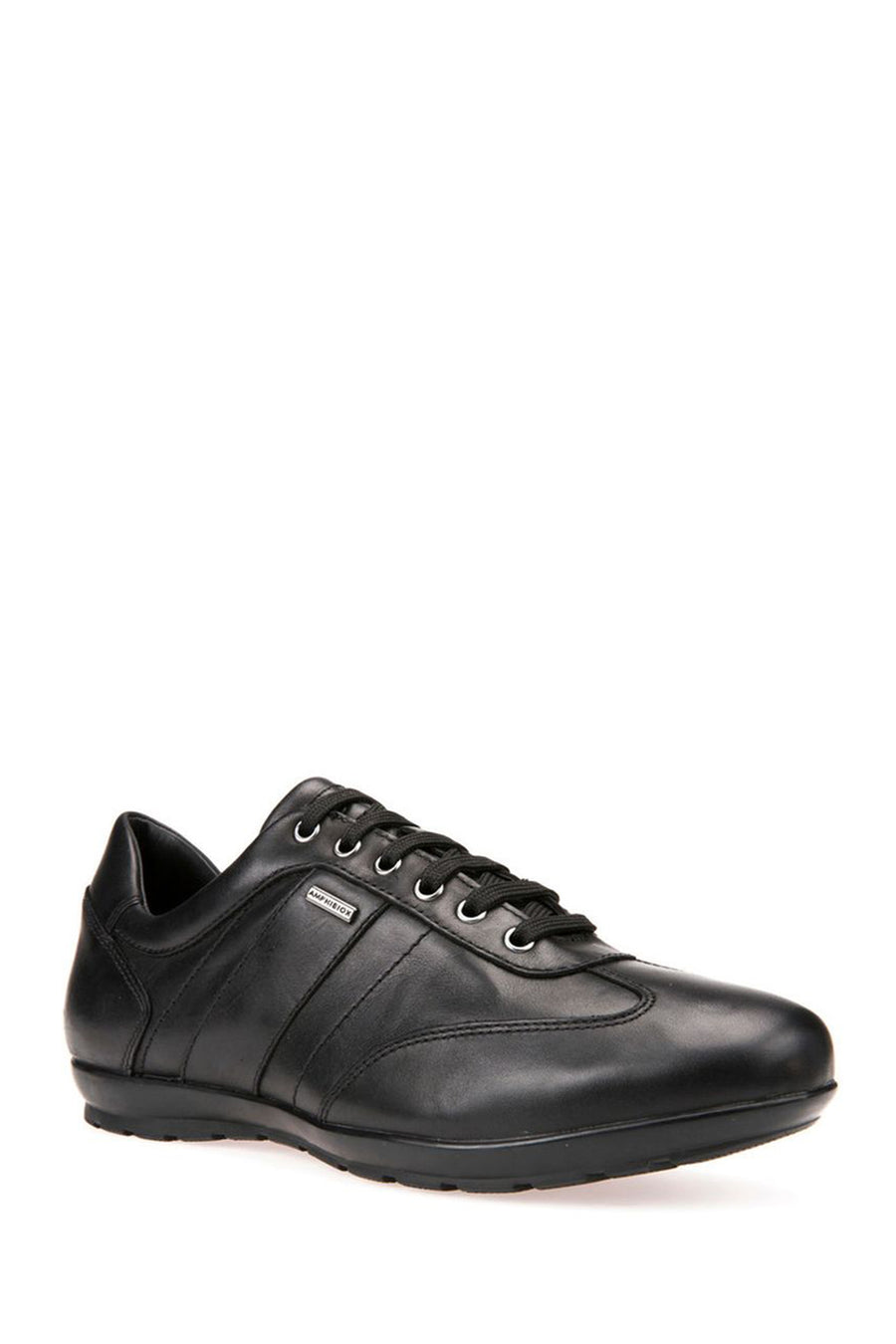 Geox Men's Black Symbol Abx Lace-Up Leather Casual Shoes