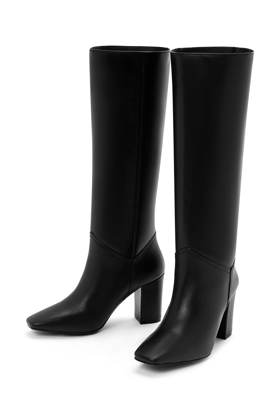 Women's Black High Heeled Classic Leather Boots