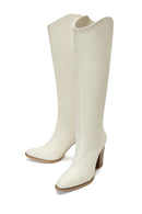 Women's Beige Heeled Leather Boots | Derimod