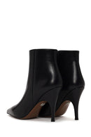 Woman Black Zip Closure Stiletto Heel Leather Boots | Derimod