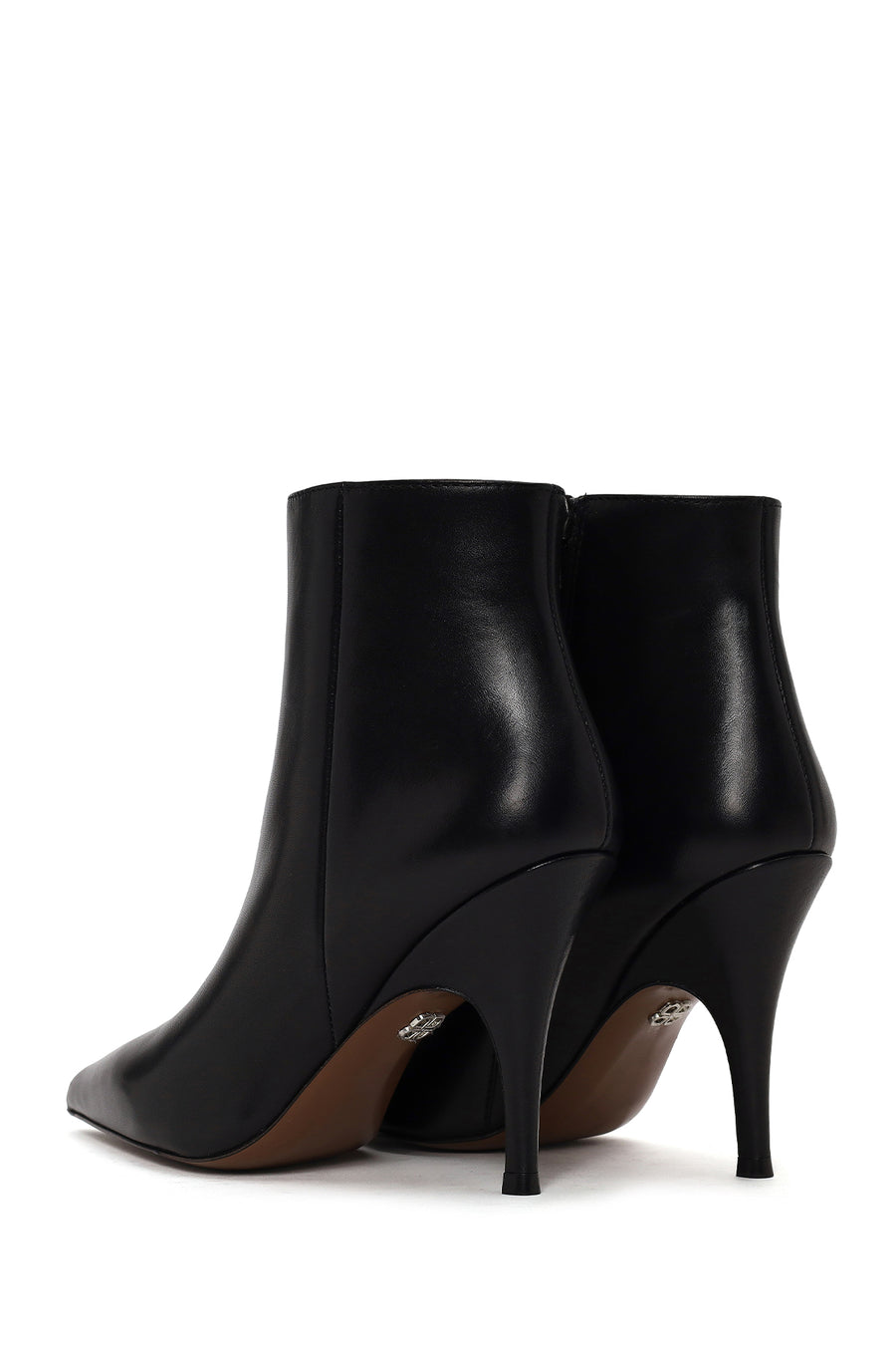 Woman Black Zip Closure Stiletto Heel Leather Boots
