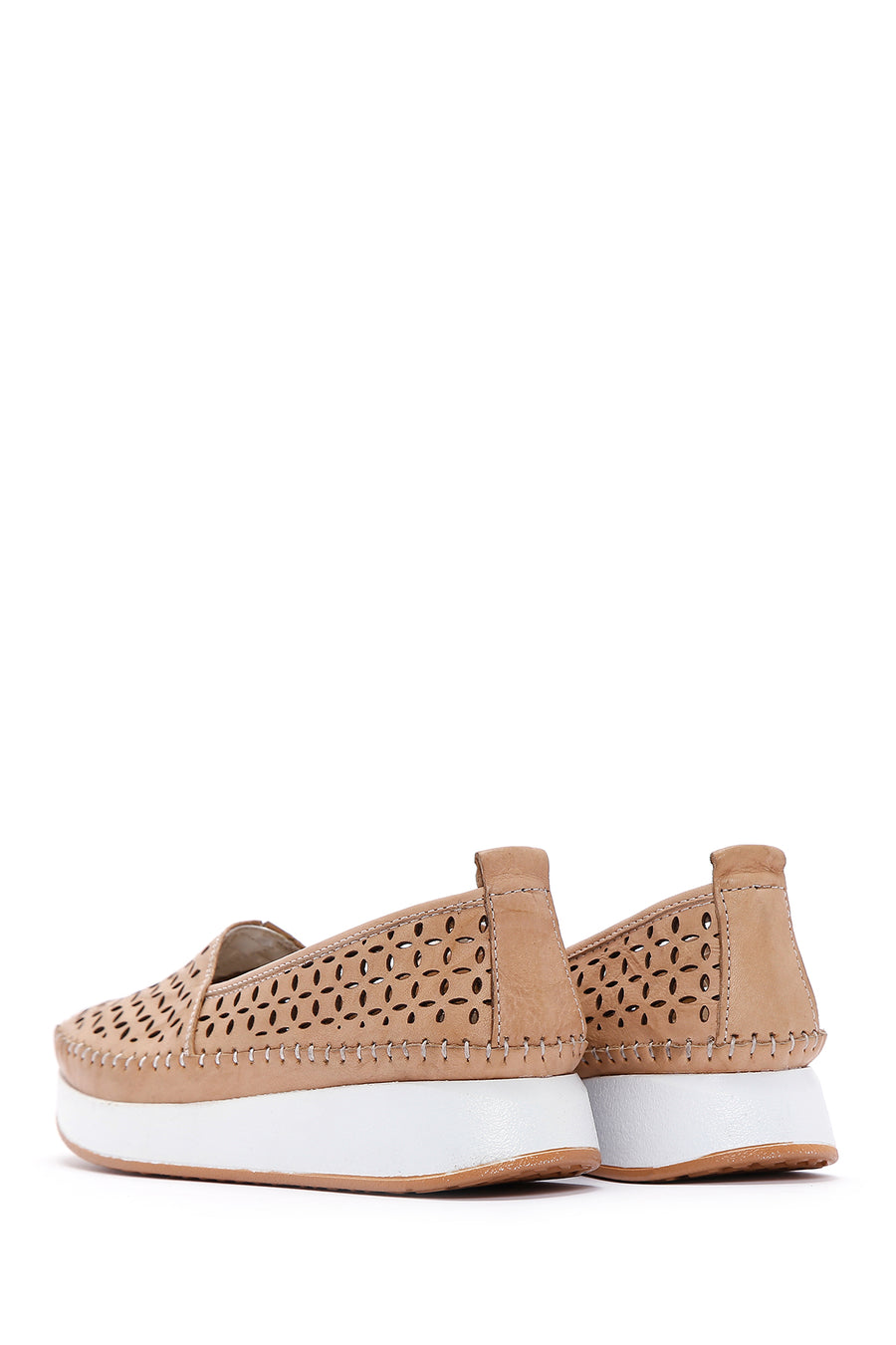 Women's Beige Leather Comfort Loafer