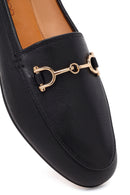Women's Black Buckle Leather Loafer | Derimod