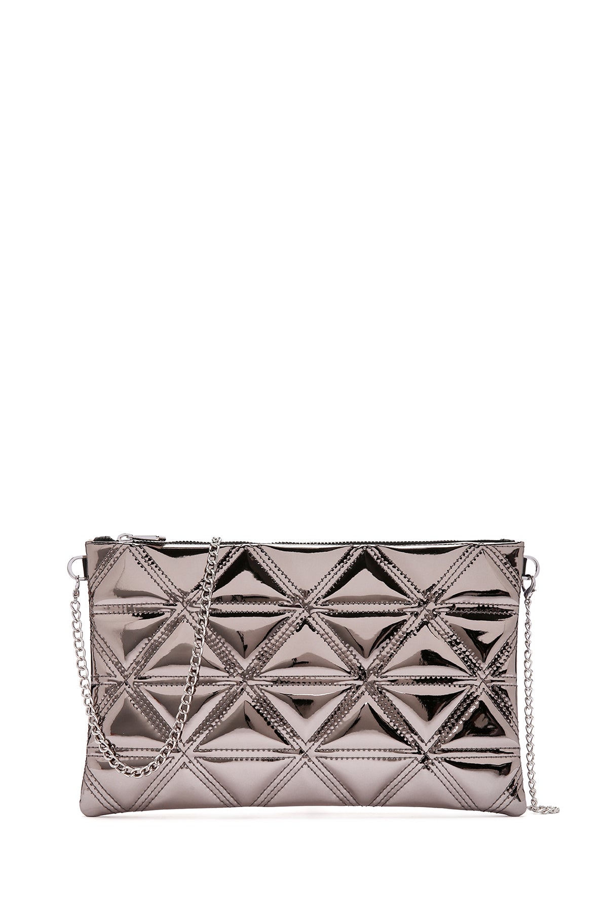 Women's Anthracite Long Chain Strap Quilted Clutch Bag 24SBD2214KP | Derimod