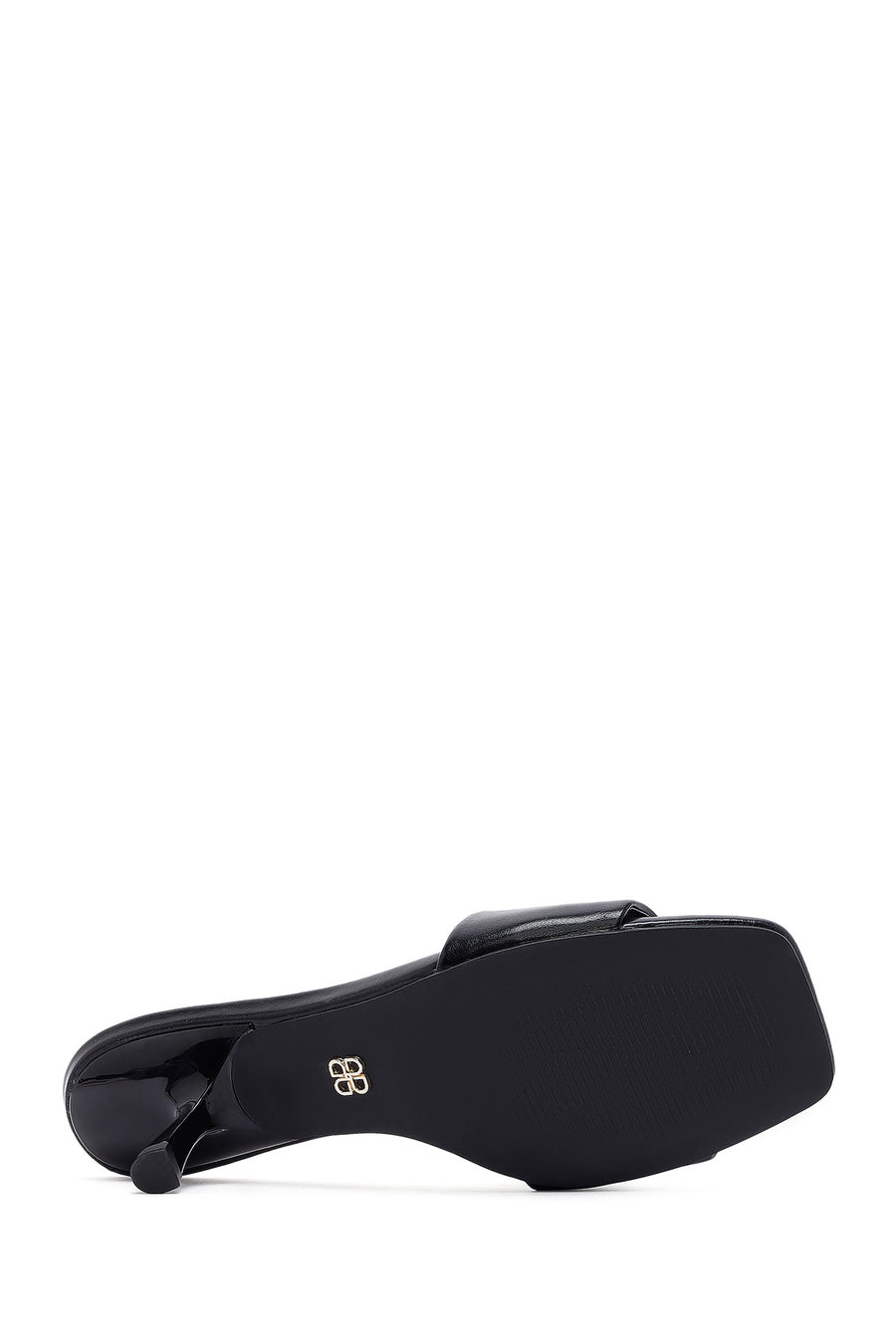 Women's Black Thin Short Heeled Slippers