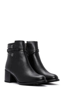 Women's Black Zippered Chunky Heel Boots | Derimod