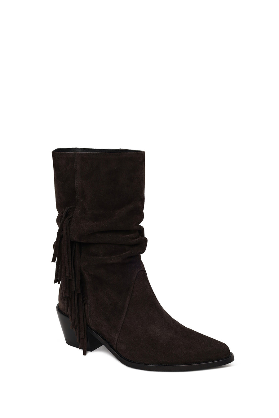 Woman Anthracite Thick-Heeled Suede Cowboy Boots