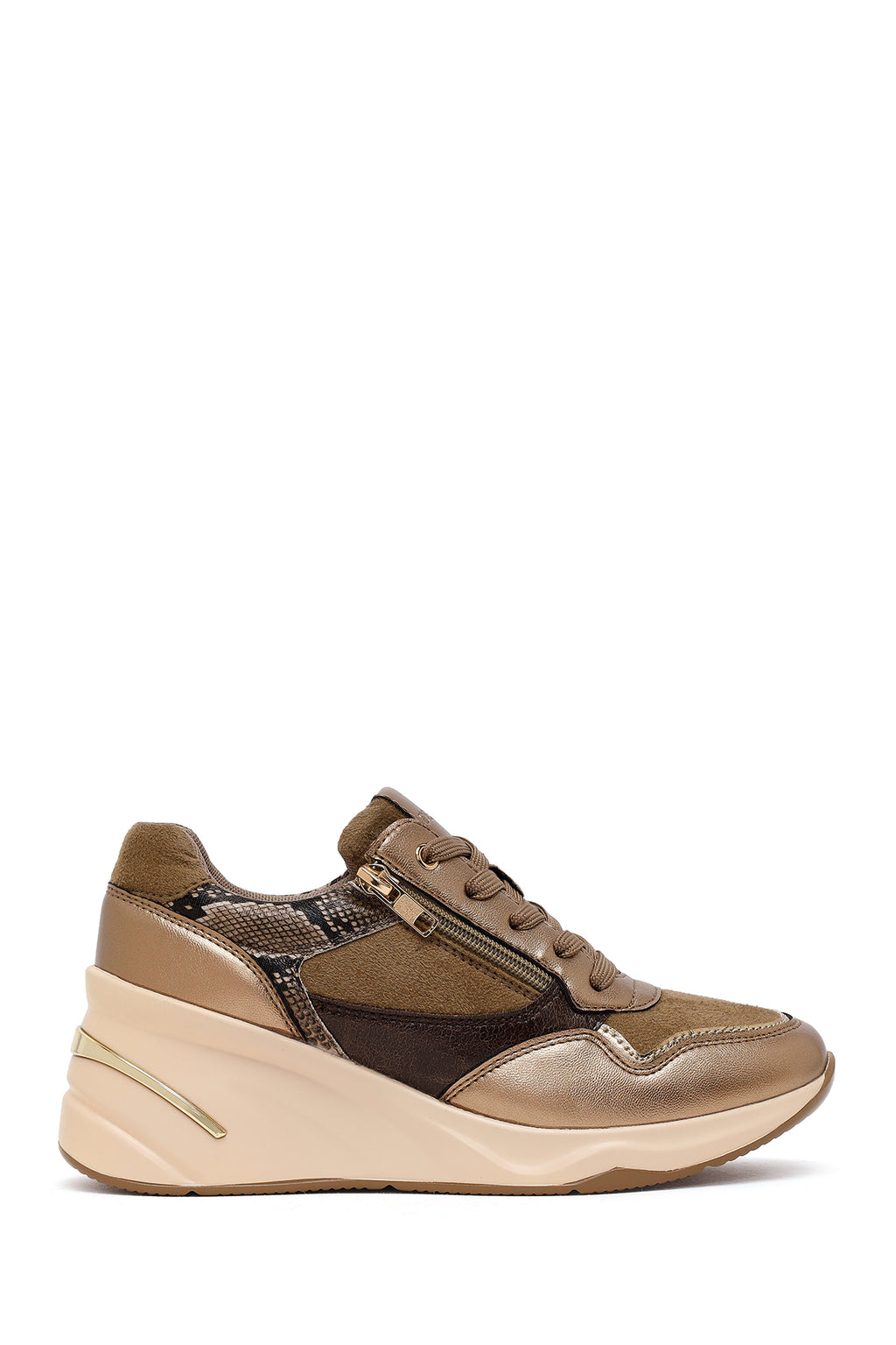 Kadın Vizon Bağcıklı Dolgu Topuklu Sneaker