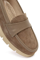 Kadın Vizon Kalın Tabanlı Süet Deri Comfort Loafer | Derimod
