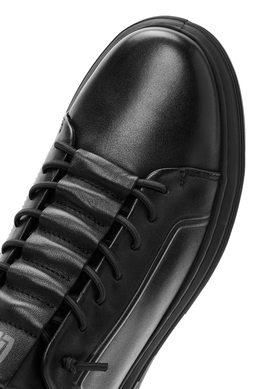 Men's Black Lace-up Leather Sneaker