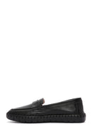 Women's Black Leather Comfort Loafer | Derimod