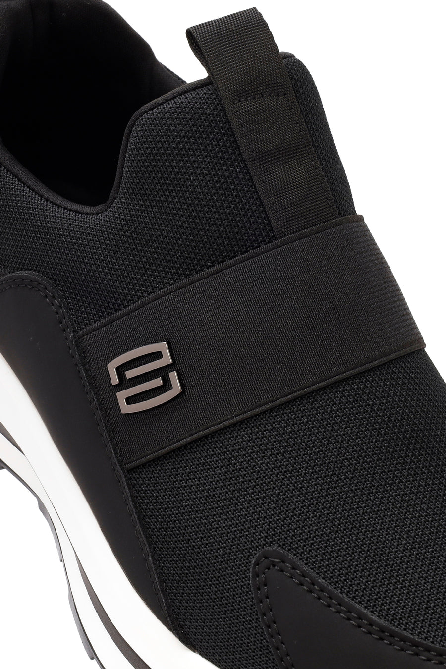 Men's Black Thick-Soled Fabric Sneakers