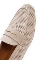 Kadın Bej File Süet Deri Loafer | Derimod