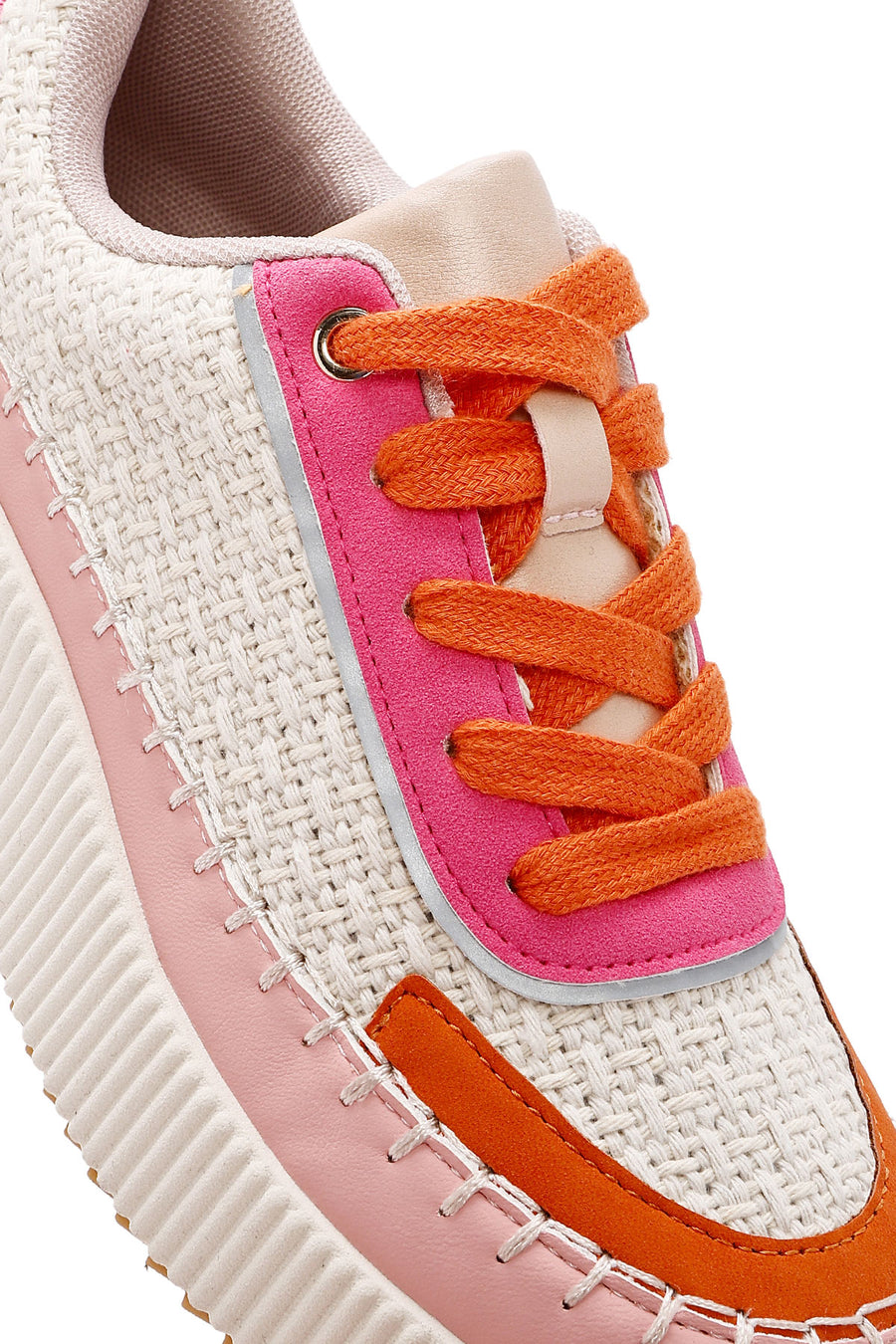 Kadın Çok Renkli Bağcıklı Kalın Tabanlı Örgülü Sneaker
