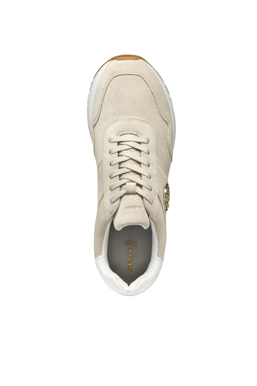 Geox Kadın Bej  Low-Top Bağcıklı Kalın Tabanlı Süet Deri Sneaker