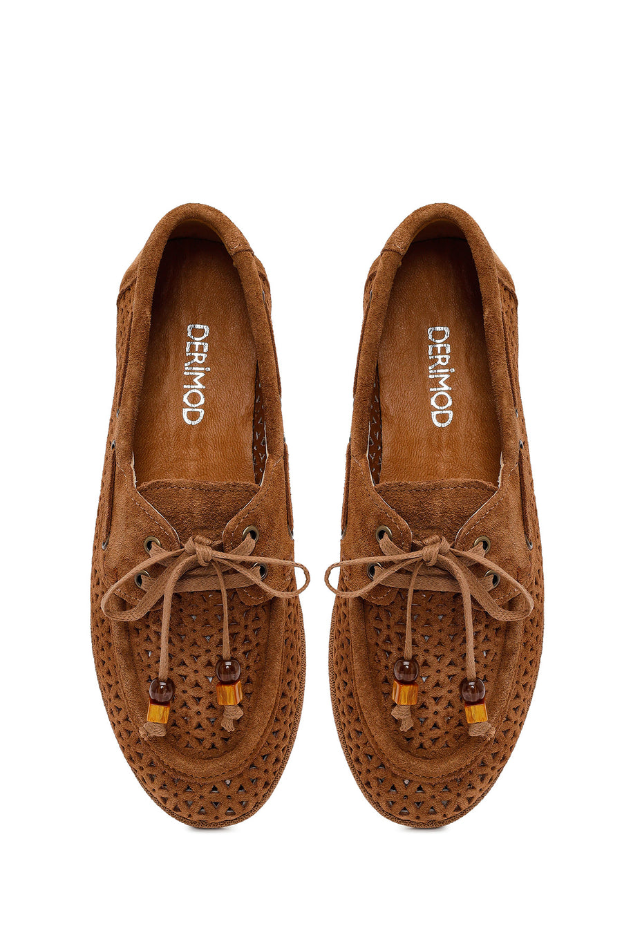 Woman Tan Tasselled Suede Leather Loafer