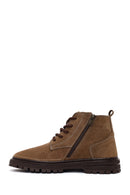 Male Beige Zip Closure Thick-Soled Nubuck Leather Boots | Derimod