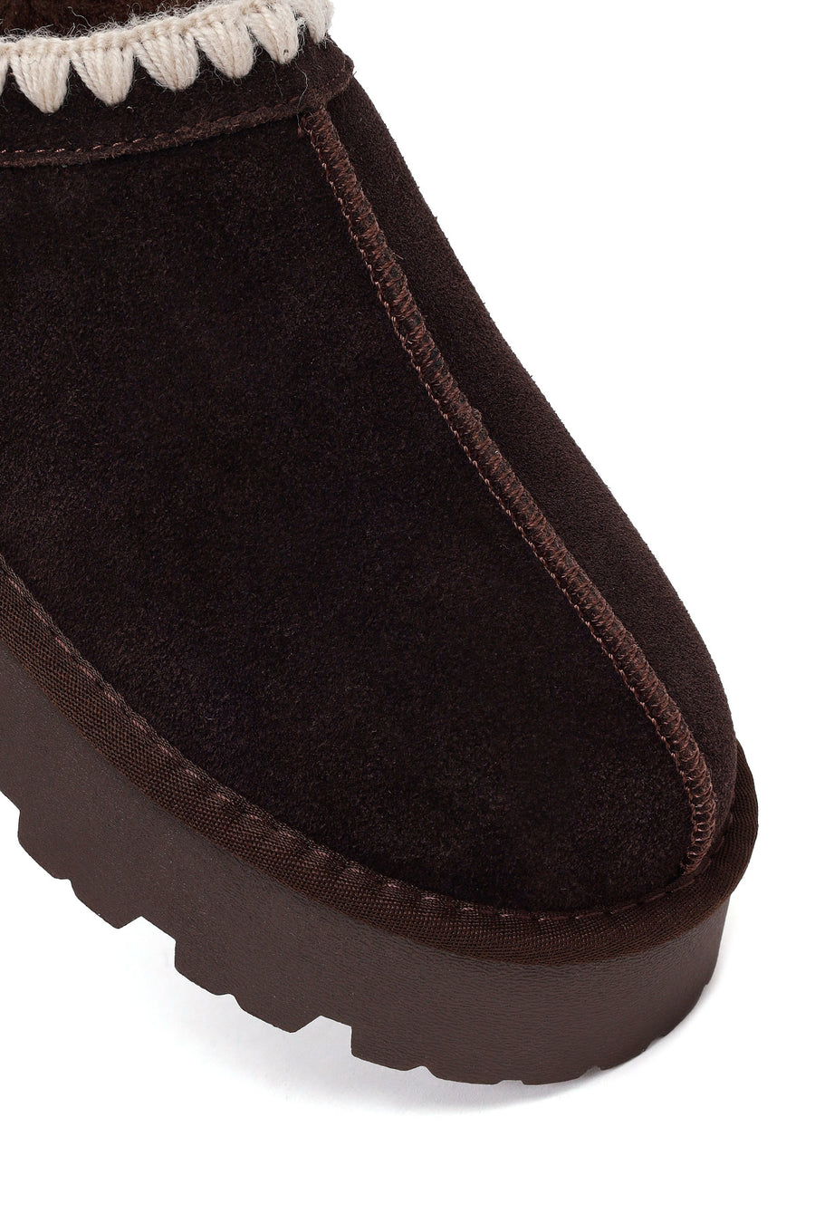 Woman Brown Thick-Soled Suede Teddy Boots