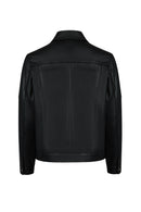 Bastoni Male Black Shirt Collar Leather Jacket | Derimod