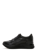 Women's Black Thick Sole Leather Casual Sneaker | Derimod