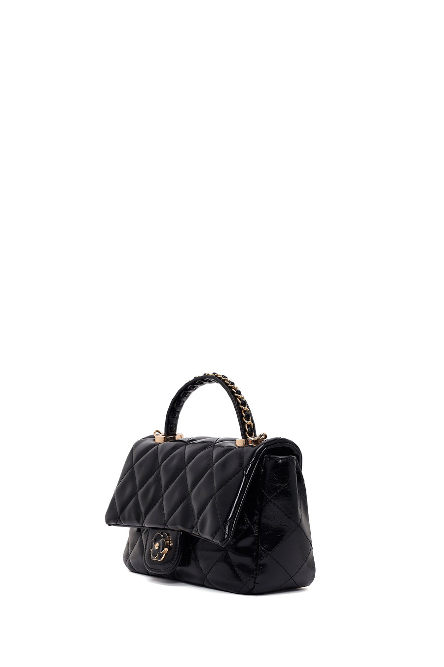 Woman Black Long-Strap Quilted Shoulder Bag