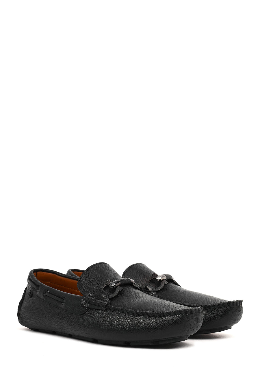 Men's Black Buckle Leather Casual Loafer