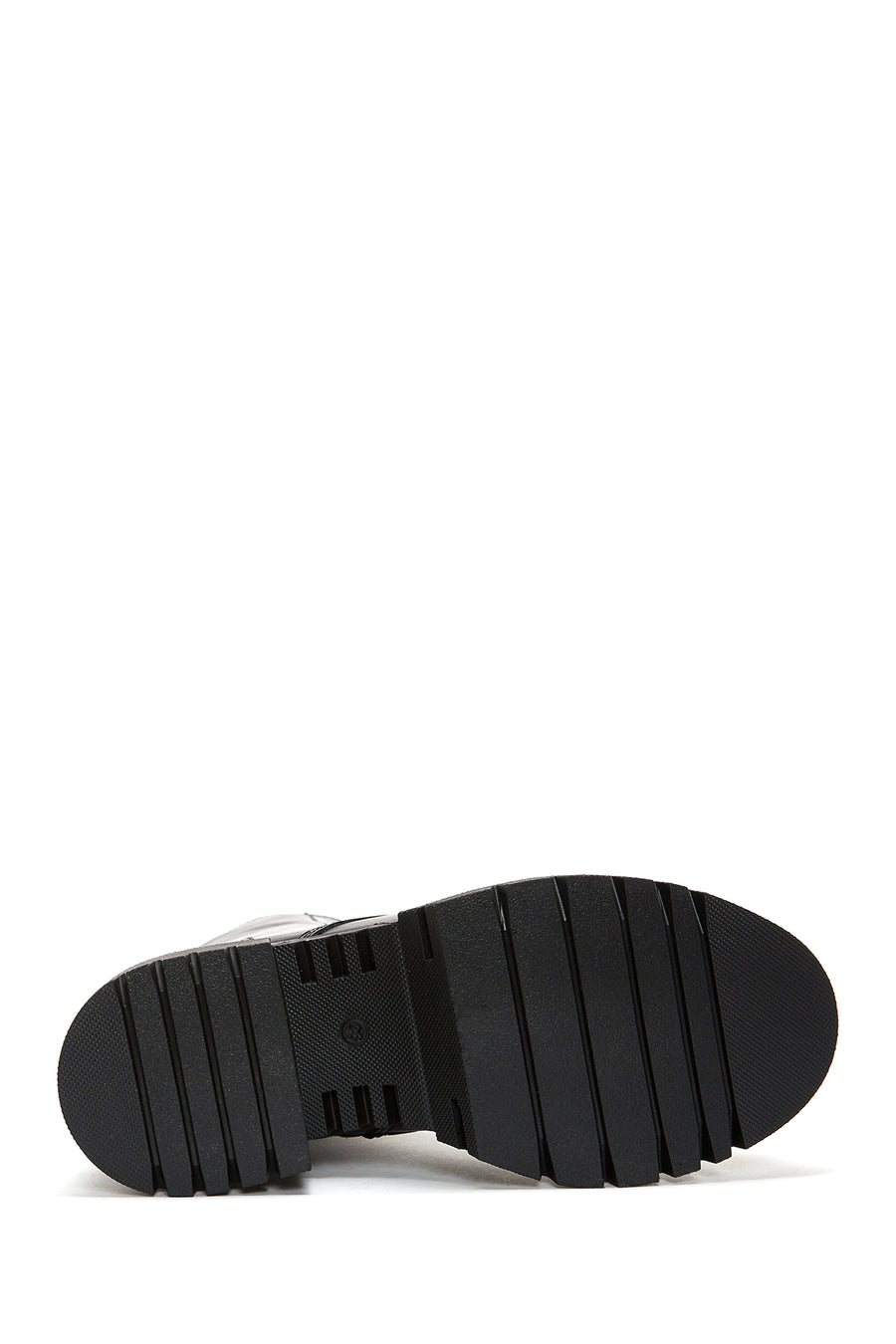 Women's Black Leather Thick Soled Boots Flat Boots