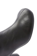 Women's Black Zippered Thick Heeled Leather Boots | Derimod