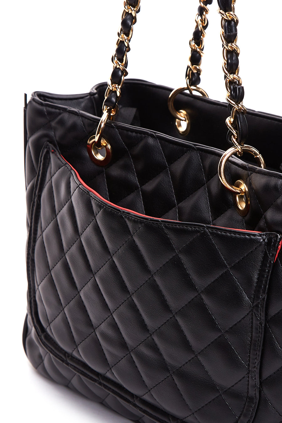Women's Black Long Strap Quilted Shoulder Bag