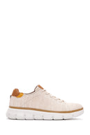 Men's Beige Lace-up Thick-Sole Fabric Sneaker | Derimod