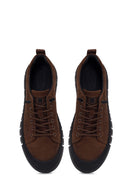 Male Brown Lace-up Thick-soled Nubuck Leather Sneaker | Derimod