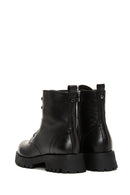 Women's Black Leather Thick Soled Boots | Derimod