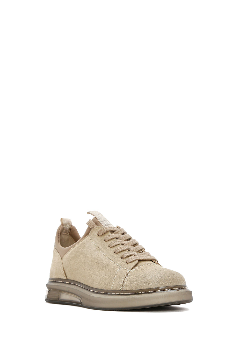 Men's Beige Lace-Up Suede Leather Sneaker