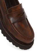 Kadın Kahverengi Kalın Tabanlı Deri Maskülen Loafer | Derimod