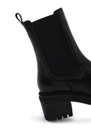 Woman Black Thick-Heeled Leather Chelsea Boots | Derimod